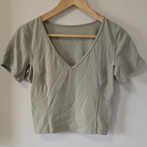 lululemon athletica V-Neck Crop Top - Light Green